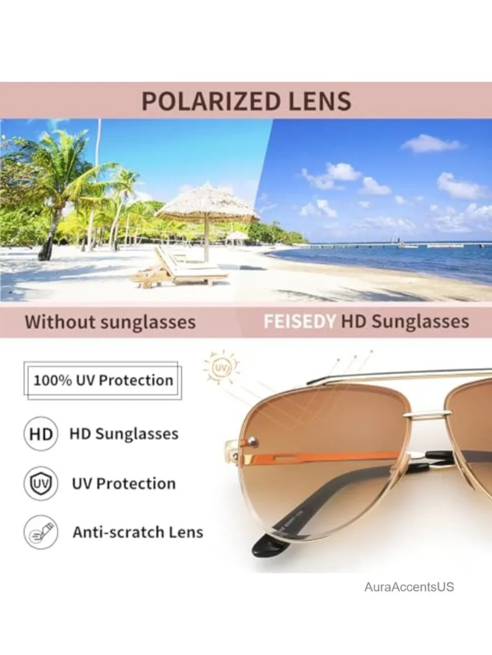 Oversized Aviator Sunglasses Metal Frame Gradient UV400 Unisex
